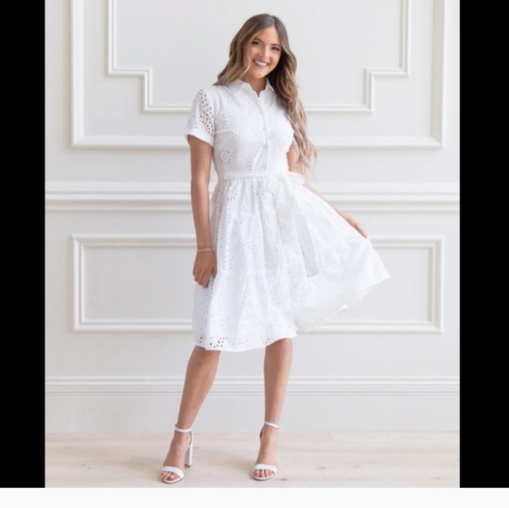 Rachel Parcell White Eyelet Midi Dress